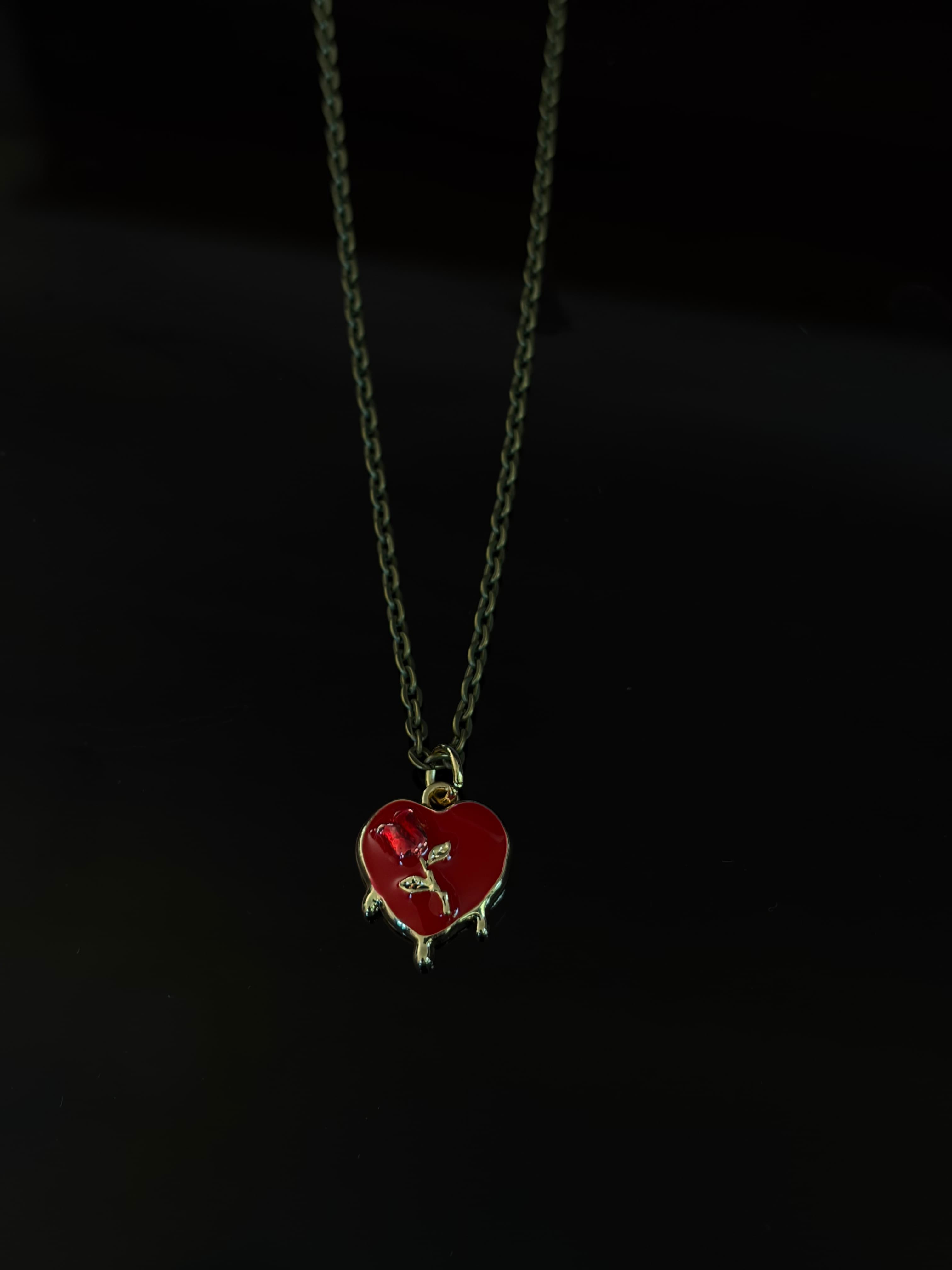 Red Rose Heart Necklace 2