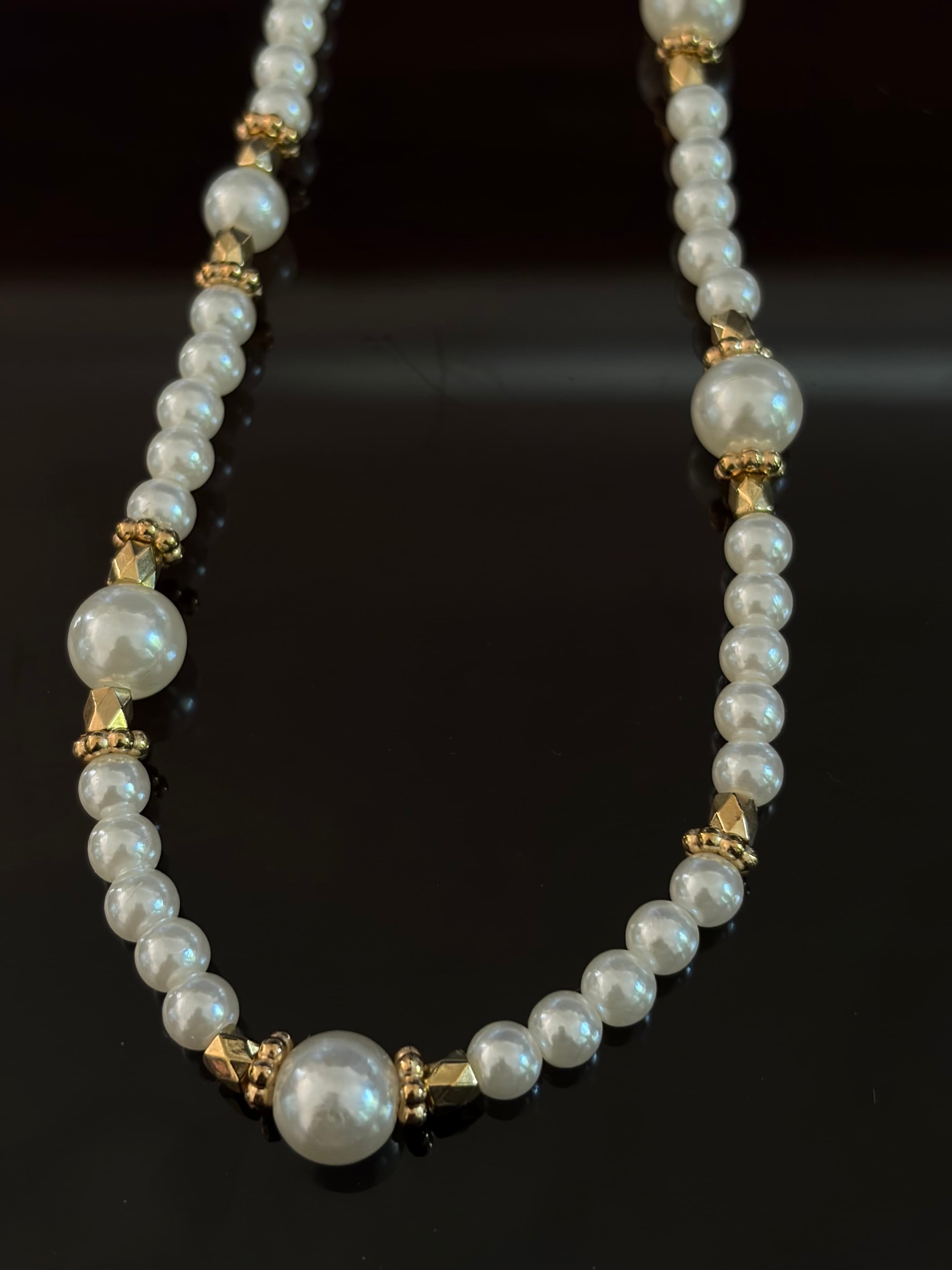 Pearl Gold Spacer Necklace 2