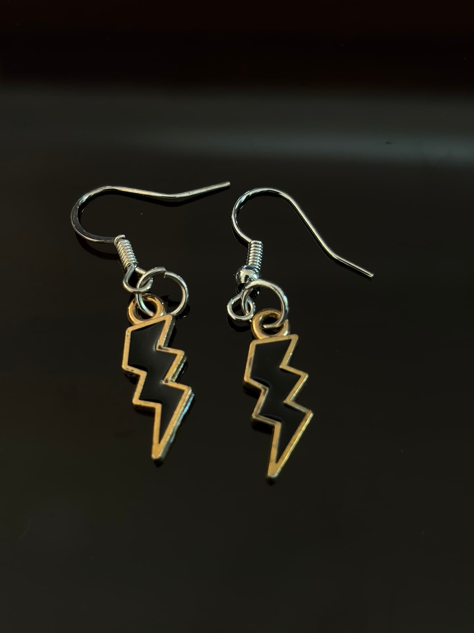 Black Gold Lightning Earrings