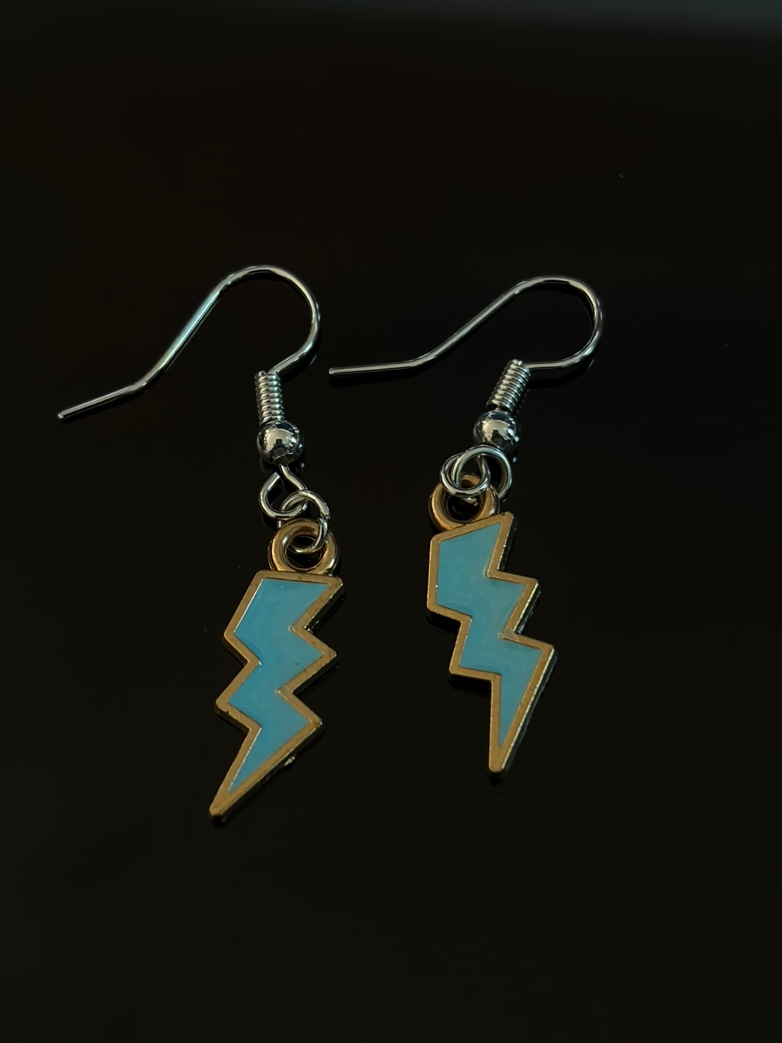 Blue Lightning Bolt Earrings