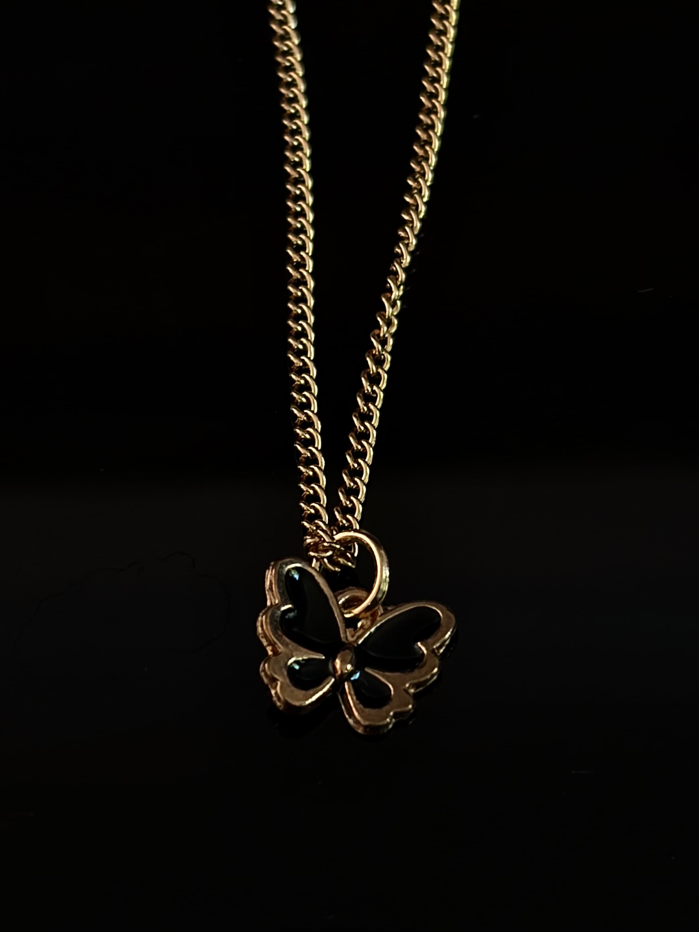 Gold Black Butterfly Necklace