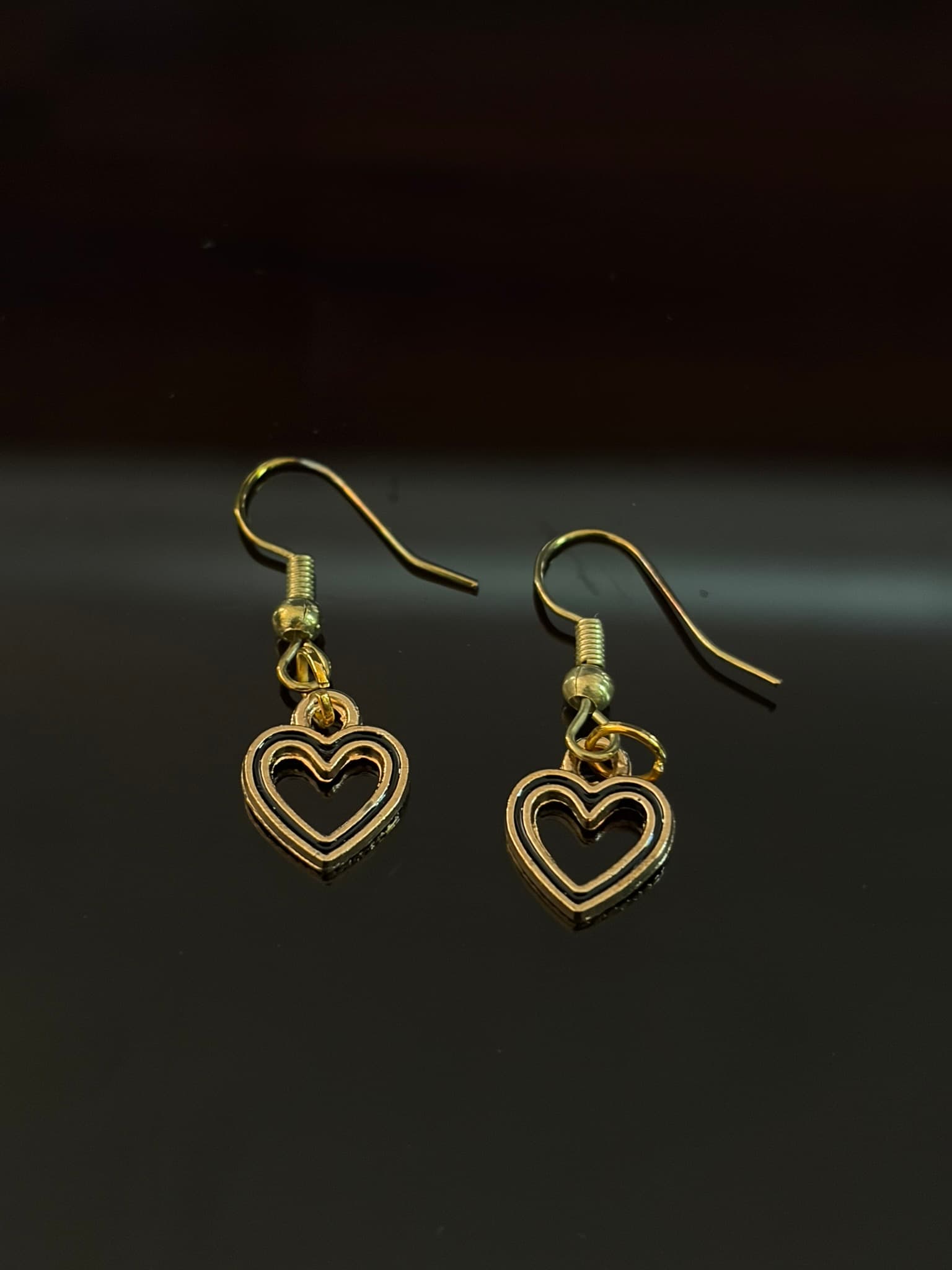 Gold Double Heart Earrings