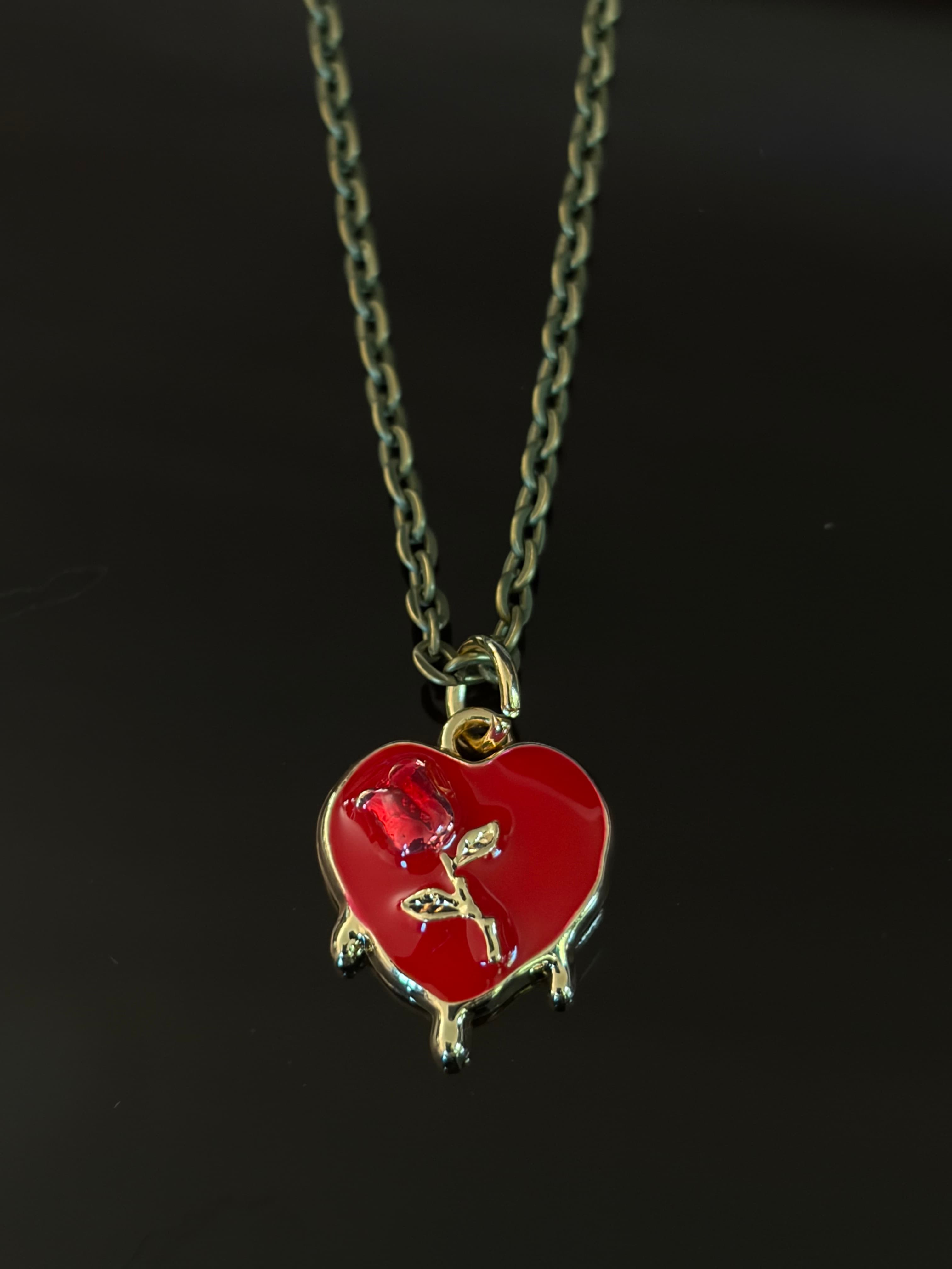 Red Rose Heart Necklace