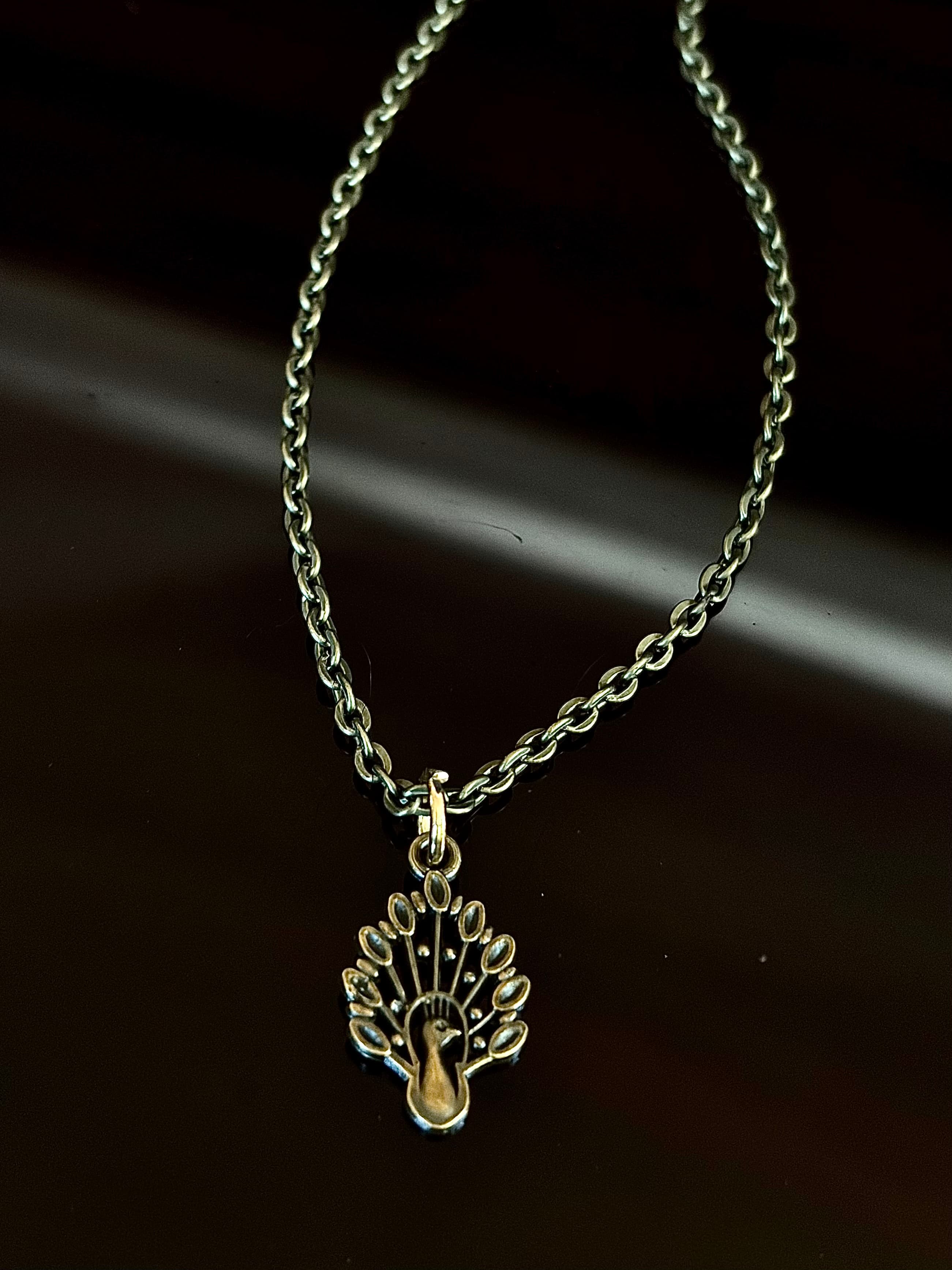 Gold Peacock Head Necklace