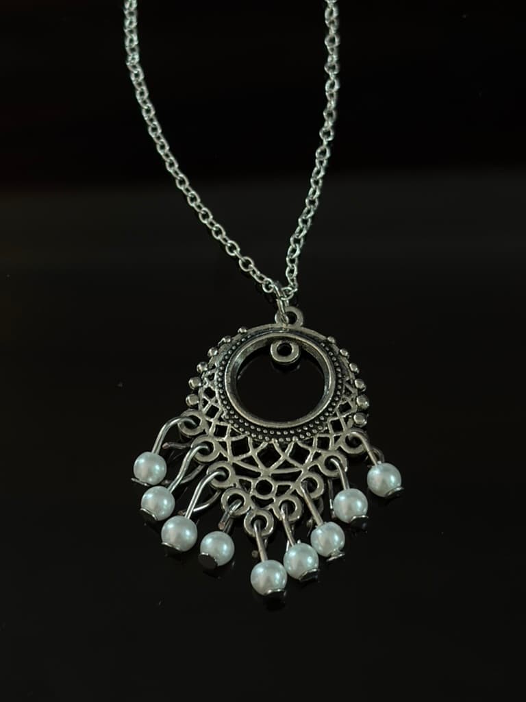 Silver Pearl Chandelier Necklace